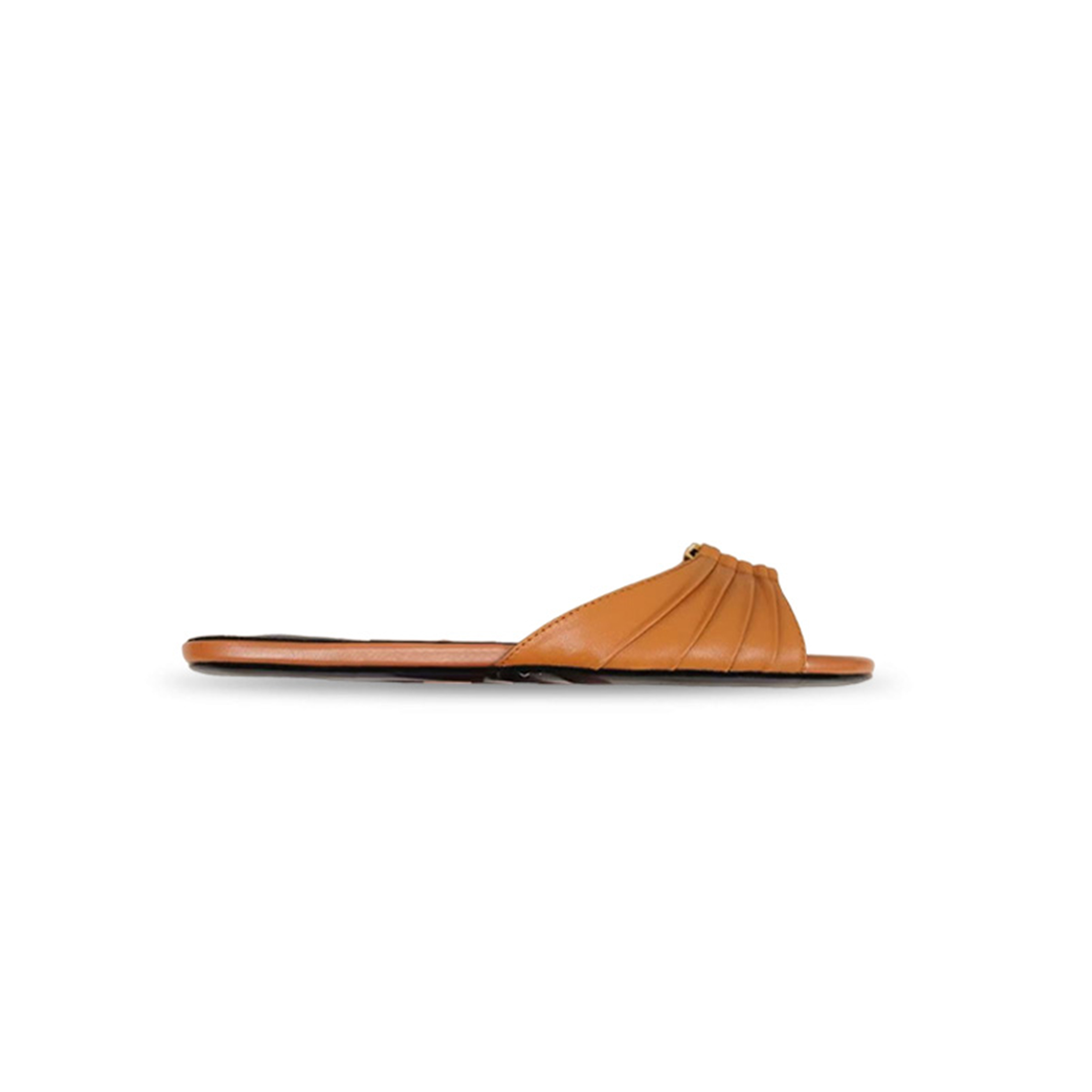 YSL BABYLONE BROWN LEATHER SLIDES